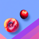 A AI-generated app icon of a plum in baby blue , salmon color scheme