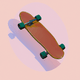 A AI-generated app icon of a skateboard in dark turquoise , rosy brown , ivory , olive color scheme
