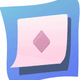 A AI-generated app icon of paper in coral , purple , cornflower blue , celadon color scheme