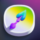 A AI-generated app icon of a Contour Brush in orchid , pale green , medium blue , yellow color scheme