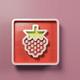 A AI-generated app icon of a raspberry in tangerine , crimson , tomato , ivory color scheme