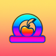 A AI-generated app icon of a wheel looking like the logo of system preference of apple in teal color and red color and cyber grape color and aqua color color scheme