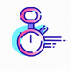 A AI-generated app icon of a timer stop in purple and blue color scheme