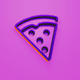 A AI-generated app icon of a slice of pizza in deep pink , lilac , very peri , fuchsia color scheme