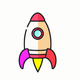 A fun, cartoon-style rocket ship  app icon - ai app icon generator - app icon aesthetic - app icons