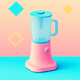 A AI-generated app icon of a Silicone Blender in sienna , cornflower blue , blush pink , turquoise color scheme