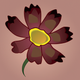 A AI-generated app icon of a coreopsis flower in pale purple color and olive green color and gold color and burgundy color color scheme