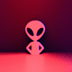 A AI-generated app icon of an alien in hot pink , deep sky blue , goldenrod , cinnamon color scheme