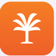 A AI-generated app icon of a palm tree in orange color scheme