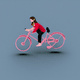A AI-generated app icon of a person ride a bicycle in kelly green , periwinkle , rose , medium slate blue color scheme