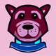 A AI-generated app icon of a dog in burgundy , midnight blue color scheme