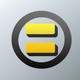 A AI-generated app icon of a equal sign in bright yellow color and dark gray color and golden yellow color and pastel gray color color scheme