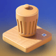 A AI-generated app icon of a Trash Bin in goldenrod , ghost white , bisque , deep sky blue color scheme