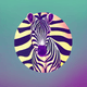 An app icon of  a zebra with olive green and rosewater scheme color