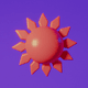 A AI-generated app icon of the sun in the solar system in merlot , lavender , dark red , medium blue color scheme