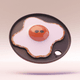 A AI-generated app icon of a pad with fried egg in orchid , gunmetal grey , baby pink , cinnamon color scheme