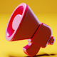 A AI-generated app icon of a megaphone  in bordeaux , watermelon , yellow , burgundy color scheme