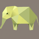 A AI-generated app icon of elephant in very peri , olive drab , lemon chiffon , dark green color scheme