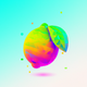 A AI-generated app icon of a lime in green-yellow color and goldenrod yellow color and raspberry color and blue color color scheme