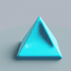 A AI-generated app icon of a tetrahedron shape in spearmint , medium blue , wheat , cadet blue color scheme