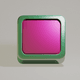 An app icon of a Square with fuchsia and olive and light grey scheme color