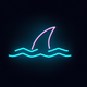 A AI-generated app icon of shark fin above the sea surface in colorful color scheme