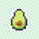 A AI-generated app icon of an avocado in pinkish red color and pale yellow color and pastel purple color and light brown color color scheme