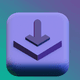 A AI-generated app icon of arrow down on square stack icon in indigo , light green , eggplant , azure color scheme
