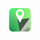 A AI-generated app icon of a map icon in gradient green color scheme