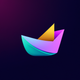 A AI-generated app icon of ship in colorful color scheme