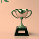 A AI-generated app icon of a trophy in pastel green , ivory , burnt sienna , whitesmoke color scheme