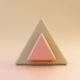 A AI-generated app icon of a triangular pyramid shape in sienna , army green , rose quartz , apricot color scheme