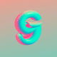 A AI-generated app icon of a letter G in light blue , seafoam green , hot pink , baby pink color scheme