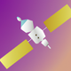 A AI-generated app icon of a satellite in golden yellow color and pastel gray color and pastel purple color and dark brown color color scheme