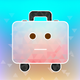 A AI-generated app icon of a suitcase with ai eyes in  color scheme