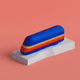 A AI-generated app icon of a train in navy blue , oatmeal , dark red , peach color scheme
