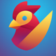 A AI-generated app icon of chicken portrait in colorful color scheme
