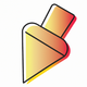 A AI-generated app icon of a pointing arrow in yellow and red-violet color scheme