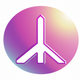 A AI-generated app icon of a peace sign in plum color and hot pink color and coral pink color and purple color color scheme