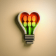 A AI-generated app icon of  a valentines lightbulb in orange red , dark green , ivory color scheme