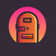 A AI-generated app icon of a mailbox in burnt orange color and cream color and lavender color and peach color color scheme