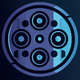 A stylized film reel with sprockets  app icon - ai app icon generator - app icon aesthetic - app icons