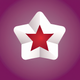 A AI-generated app icon of a red giant star in purple color and pastel gray color and pinkish red color and light brown color color scheme