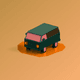 A AI-generated app icon of a van in burnt sienna , chestnut , evergreen , mint green color scheme