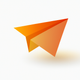 A AI-generated app icon of a paper airplane in orange color scheme