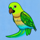 A AI-generated app icon of a conure in ivory , tiffany blue color scheme
