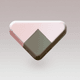 A AI-generated app icon of a chevron left  in hot pink , white , saddle brown , sage green color scheme