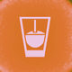 A AI-generated app icon of a glass of cocktail in snow , dark orange , cornflower blue , royal blue color scheme