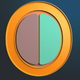 A AI-generated app icon of a circle in seafoam green color and copper color and yellow-orange color and olive color color scheme