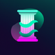 A AI-generated app icon of a column in seafoam green color and plum color and chartreuse color and cream color color scheme
